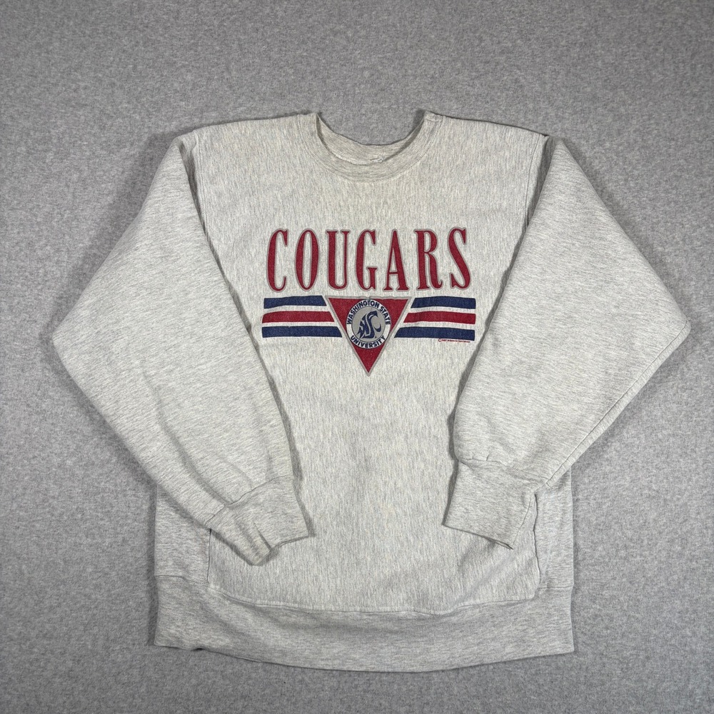 Wideworld Sportswear Sweatshirt Men M/L? Gray VTG 80s WSU Cougars Reverse Weave